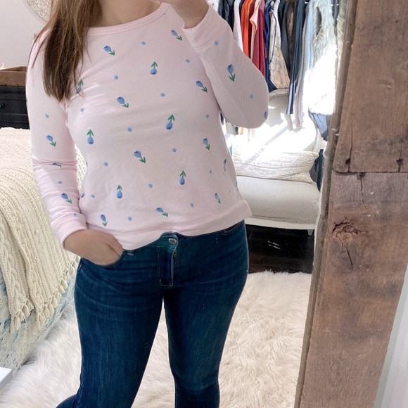 Talbots pink sweatshirt floral embroidered size small - Picture 1 of 5